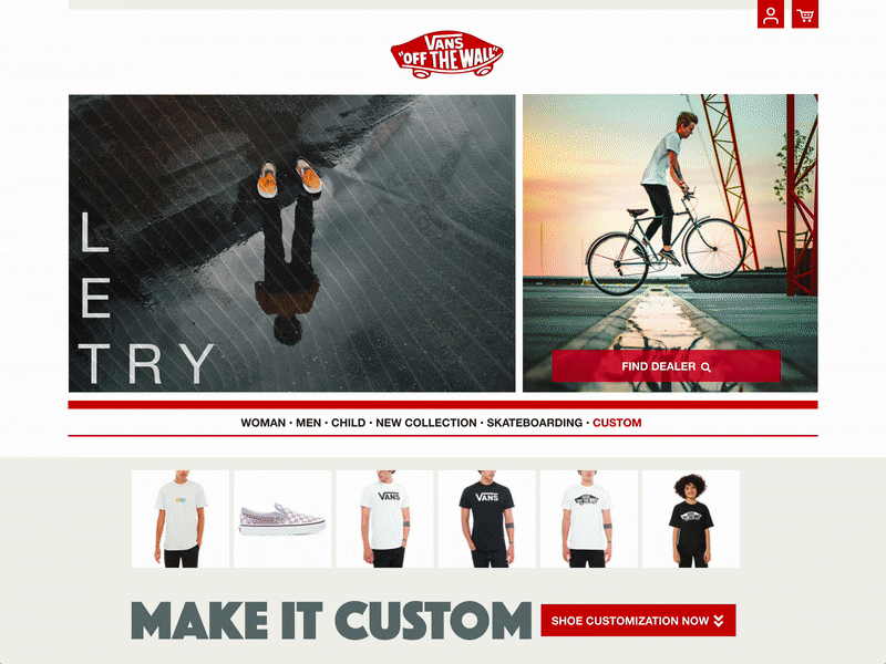 OFF THE WALL animation branding design ecommerce shop french gif red retro scroll animation selector shoes ui uidesign vans vector