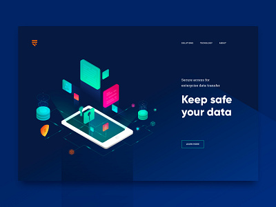 Cyber Security | Landing Page Header clean color creative cryptography cyber security dark design graphic design header illustration isometric landing page minimal security ui ui design vector web web design website