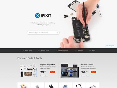 iFixit homepage feature homepage