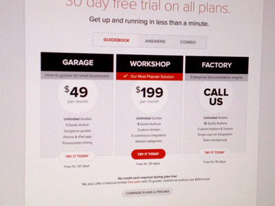Pricing page WIP pricing
