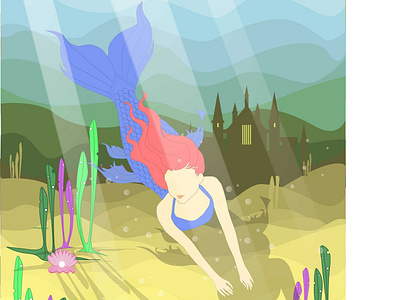 mermaid adobe art castle design digitalart illustration illustrator mermaid sketch ui vector water