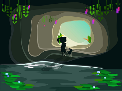 Adventure adobe art artist cave design doggy flowers girl illustrator ui vector