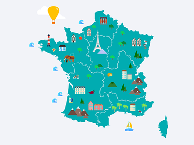France - Illustrated map city france illustrated map illustration illustrator map mapping vector