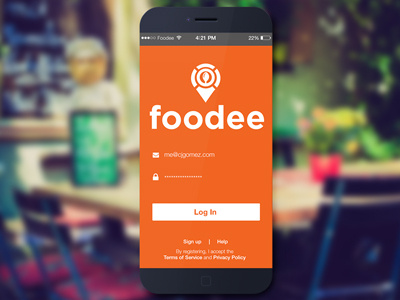 Food Locator Login Page app design food app location login search
