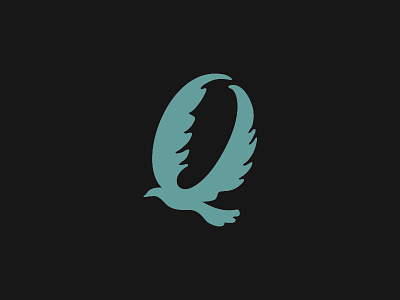 Q Bird animals bird cursive letter logo symbol wings