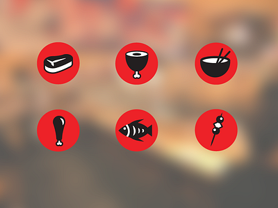Icons asian beef chicken icons kabob meat pork poultry stir fry
