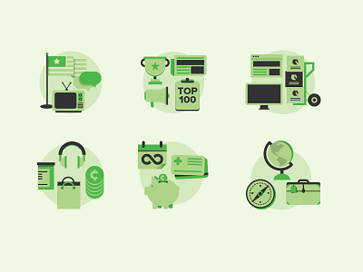 Updated icons advertising iconography illustrations web design website