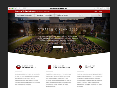 CMU Strategic Plan 2025 cmu college icons ui web design website