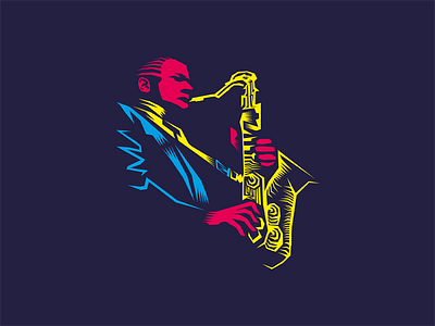 Saxman angular illustration improvisation jazz lines multicolor music musician saxophone solist solo