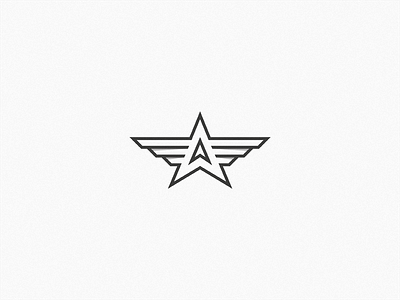 A + Star + Wings a brand dizzyline initial letter lettermark monogram star wing