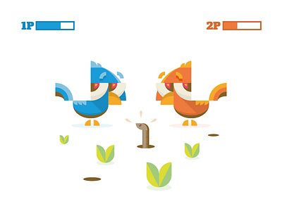 Get The Worm ! battle bird character fun game illustration play score vs worm