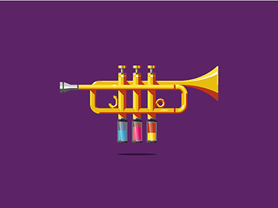 Trumpet Painting colors cyan dizzyline magenta music paint pistons primary colors trumpet yellow