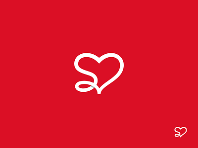 S+Heart Logo brand dizzyline heart letter logo pictogram pictoral mark s