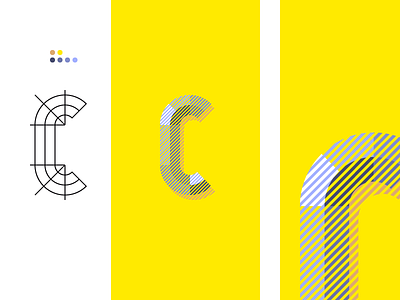 36daysoftype C 36 days of type color couleurs hachures hatches illustration letter lettrage lines rayures t typograhy