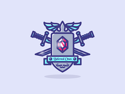 Crest badge colors crest crown dizzyline illustration montpellier ribbon ruby shield sword wing
