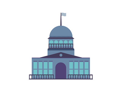 Capitol blue building capitol green icon illustration monochromatic purple