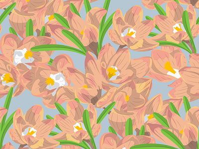 Seamless pattern with crocuses