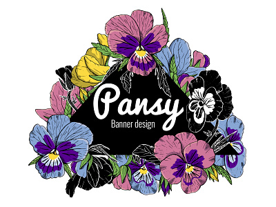 Pansies banner drawing floral flover hand drawn illustrator pansy vector viola