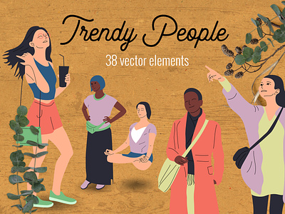 Trendy People Vector Clipart bundle casual character clip art clipart design flat girl illustration man people trendy vector woman