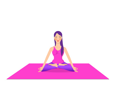 Girl in meditation asana design girl illustration lotus meditation pose position vector yoga