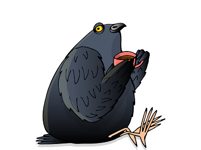 Mr. Pigeon bird cartoon character design illustration pigeon tea vector