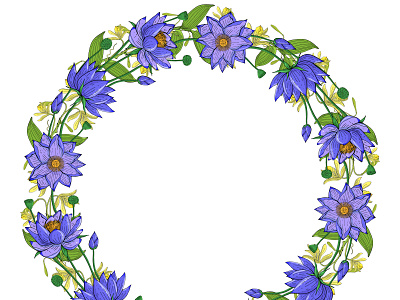 Lotus wreath design doodle illustration lotus lotus flower vector wreath