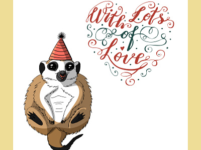 Birthday meerkat birthday character cute cute animal design doodle handdrawn illustration lettering meerkat suricate vector