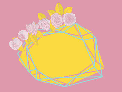 Polygonal Frame Card template card design frame greeting card illustration polygonal rose vector yellow