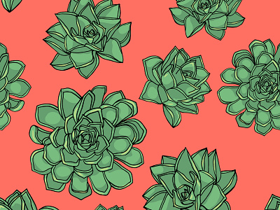 Succulent pattern design illustration living coral pattern succulent vector
