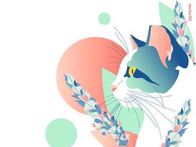 Tranquility animal cat character cute cute animal design flat illustration print vector