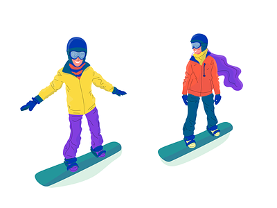 Snowboarding 2 illustration snowboarders sport vector