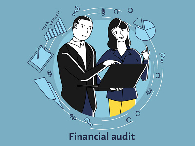 Financial audit audit business cartoon character design financial flat illustration vector