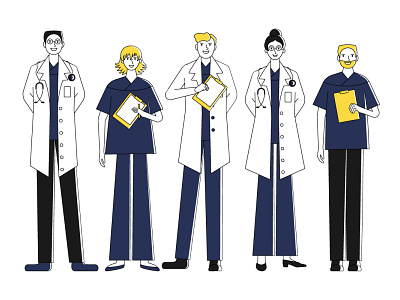Medical workers character design doctor girl hospital illustration medical nurse vector worker