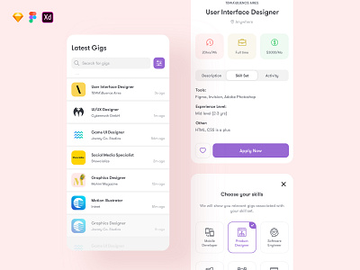 Gigson Free UI Template adobe concept design figma figmadesign free free download free ui free ui kit freebie icon illustration mobile app design sketch ui design uiux design xd