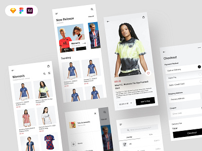 Jersey Shop Free UI Kit cart checkout concept design figma free download free ui kit freebie jersey shop shopping sketch ui design uiux design ux