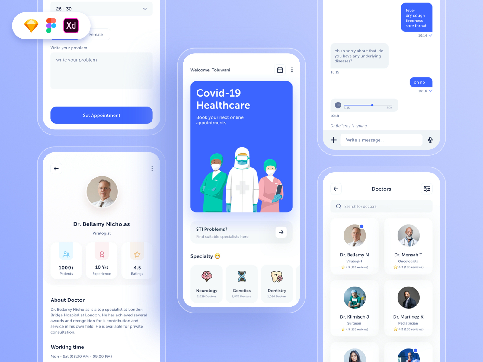 Doctors Appointment Free UI Kit by Tolu Arowoselu on Dribbble