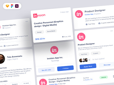 UI Components: Preview Cards Free app arotec blog cards concept design free download free ui kit freebie icon job listing jobs post social post ui ui components ui design uiux design ux