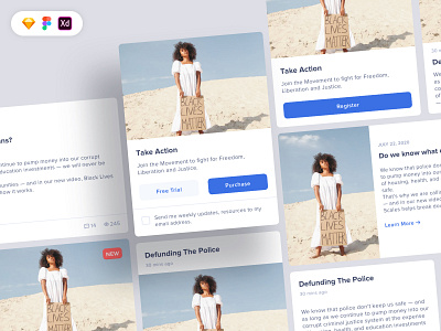 UI Components: Preview Cards Free app black lives matter button cards concept design free download free ui kit freebie job listing ui ui cards ui design uiux design ux