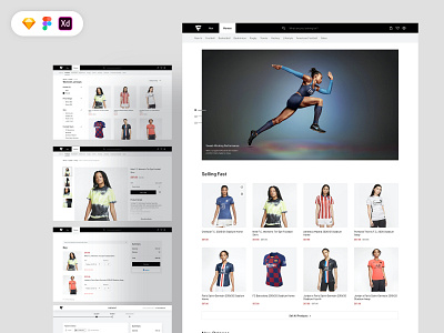 Jersey Shop UI Template Web Version app cart checkout concept design ecommerce figma free download free ui kit freebie icon jersey landing page minimal nike shop ui design uiux uiux design ux