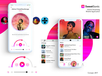 Music Streaming App - UI Design app branding concept design gradient icon illustration iphone x iphone x mockup mobile app design music app purple ui ui design uiux uiux design ux