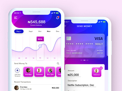 UI concept for a personal wallet app.