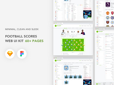 Football scores website - Free UI Kit (Sketch & Figma)