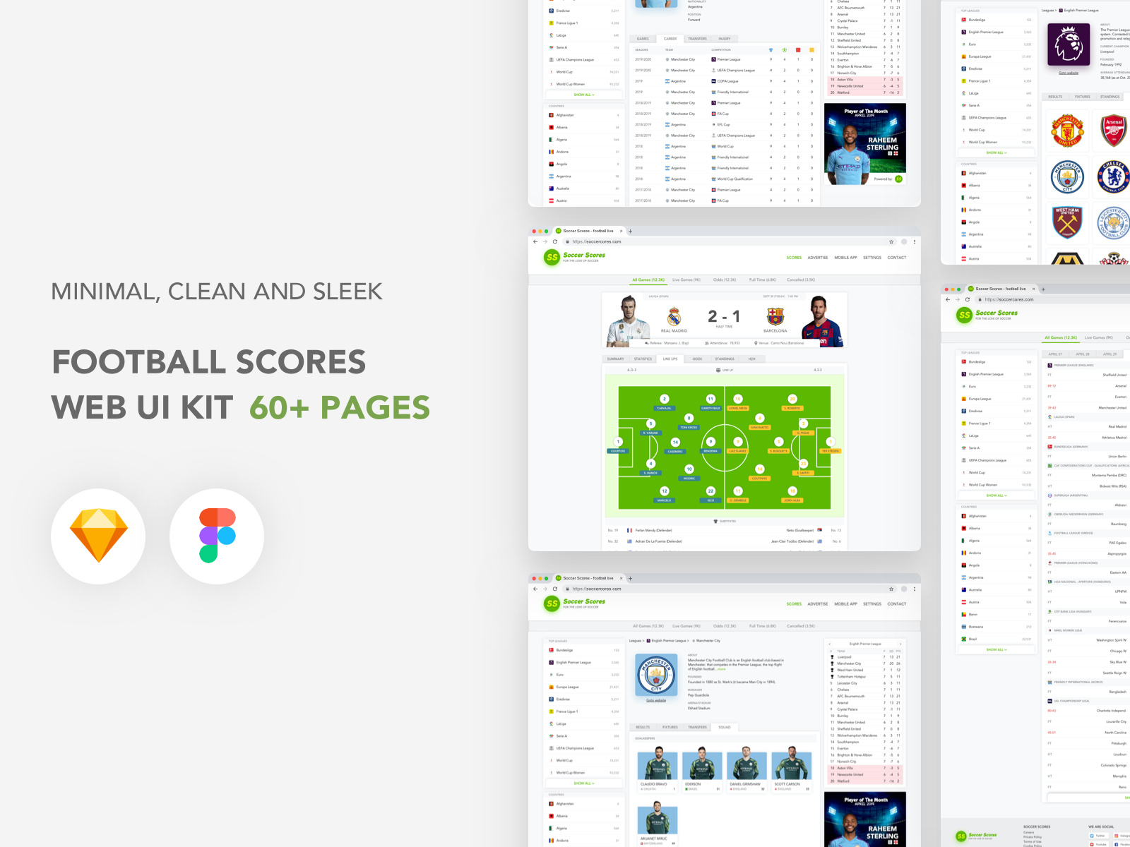 Football scores website Free UI Kit (Sketch & Figma) by Tolu