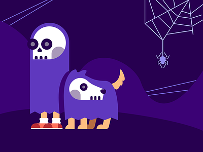 Spooky Walks costume dog graphic halloween illustration night purple spider spooky walk