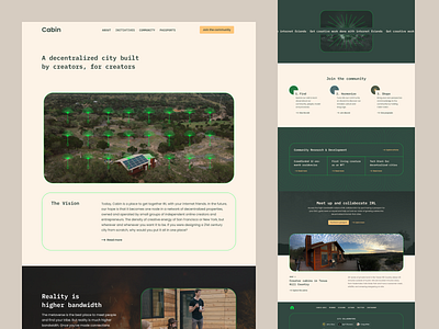 Creator Cabins branding community dao tech token ui ux web3 website