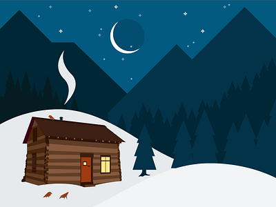 Snowy Cabin cabin holidays mountains night snow trees