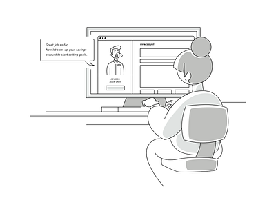 Video Support banking desktop greyscale help illustration video chat workstation
