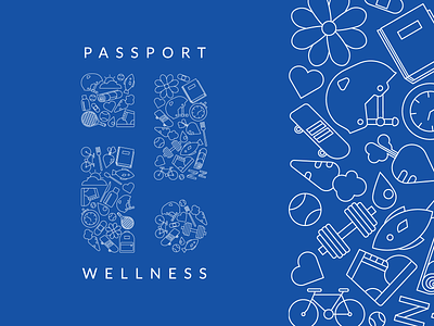 Wellness blue fitness flat graphic health icons illustration linear logo wellness