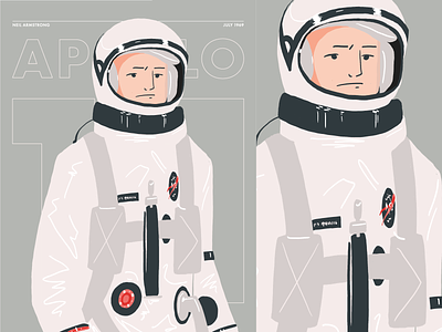 Apollo 11 astronaut cover flat graphic illustration nasa person poster profile space spaceman