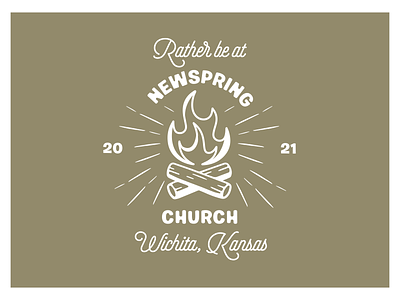 Rather be at... branding camp church design fall fire graphic ill illustration merch ministry newspring t shirt woods